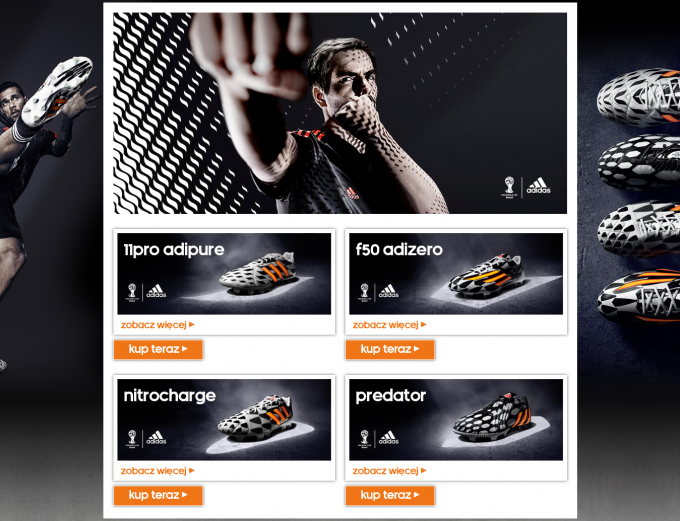 Strony internetowe adidas - strony produktowe